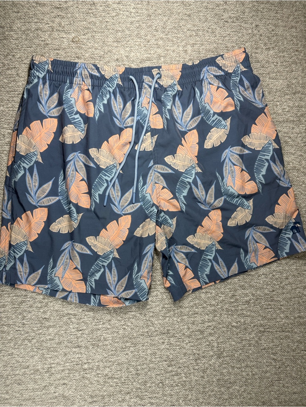 Caribbean Joe Island Supply Co Navy Tropical Leaf Swim Trunks Size XL